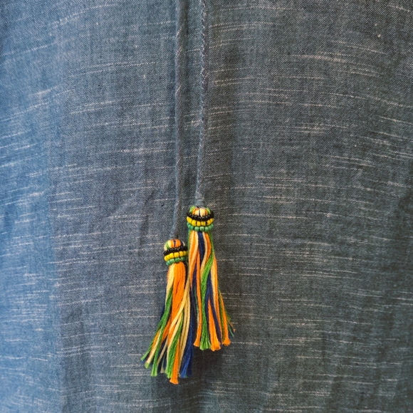 Embroidered Blue Sleeveless Top - Picture 8 of 10